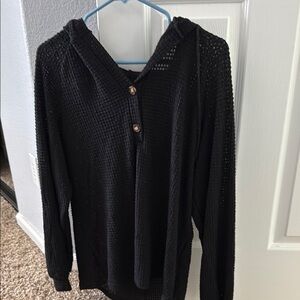 Black Hooded Women's Sweater